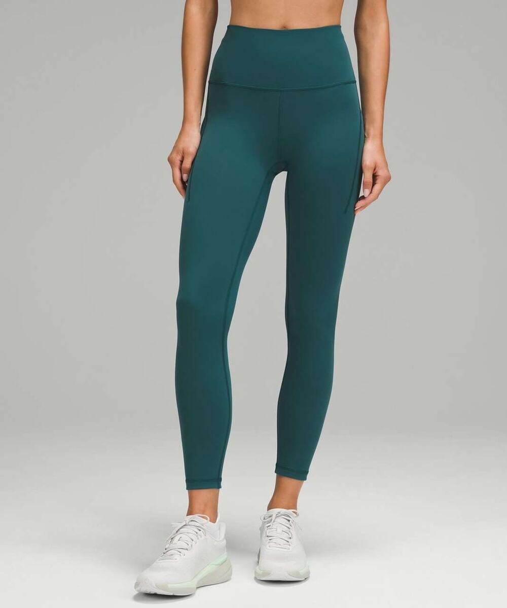 Lululemon Wunder Train High-Rise Tight 23" Womens 0 Teal Leggings Pocket Logo
